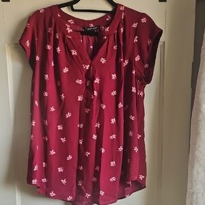 Burgundy Cap Sleeve Top By Hawthorn